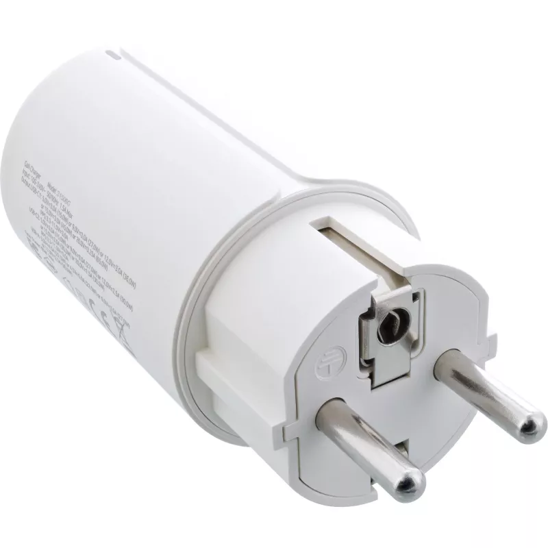 InLine USB PD toiteplokk, GaN-laadija, 3 pordiga, kaks USB-C + USB-A, 65W, valge