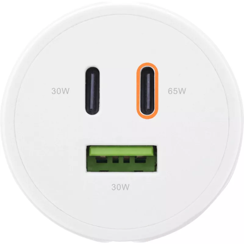 InLine USB PD toiteplokk, GaN-laadija, 3 pordiga, kaks USB-C + USB-A, 65W, valge
