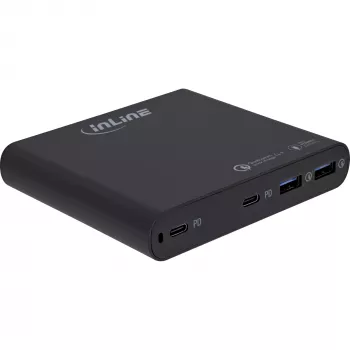 InLine USB toiteplokk, GaN-laadija, 4-portine, 2x USB-C + 2x USB-A, 120W, valge