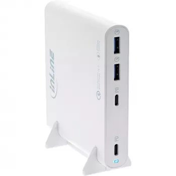 InLine USB toiteplokk, GaN laadija, 4-pordiline, 2x USB-C + 2x USB-A, 120W, valge
