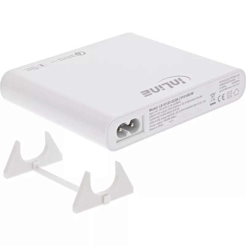 InLine USB toiteplokk, GaN laadija, 4-pordiline, 2x USB-C + 2x USB-A, 120W, valge