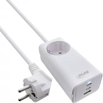 InLine USB toiteplokk, GaN laadija, 2x USB-C, 1x USB-A, PD 3.0, turvapistik
