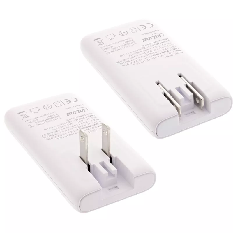 USB toiteplokk laadija InLine 31519C Dual USB-C 65W - kaks USB-C porti, 65 W koguväljund