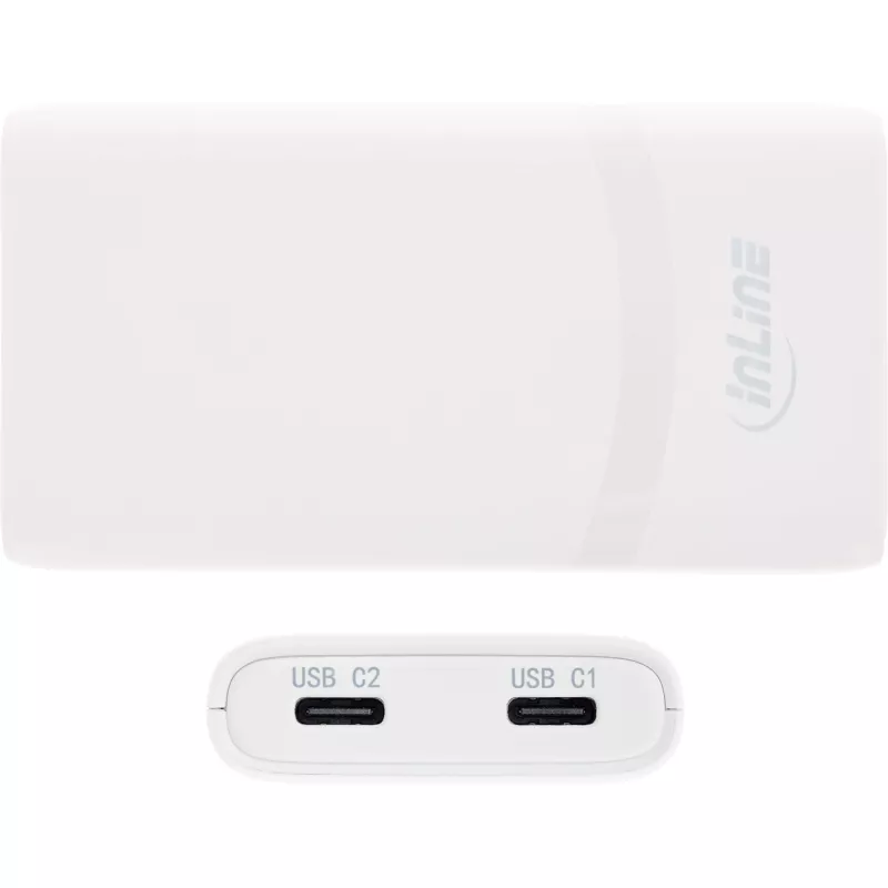 USB toiteplokk laadija InLine 31519C Dual USB-C 65W - kaks USB-C porti, 65 W koguväljund