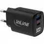 InLine USB PD toiteplokk, GaN laadija, 2-pordiline, USB-C + USB-A, 30 W, ekraaniga