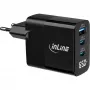 InLine USB PD toiteplokk, GaN laadija, 3 pordiga, USB-C + USB-A, 65 W, ekraaniga