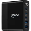 InLine USB PD toiteplokk, GaN laadija, 5 pordiga, USB-C + USB-A, 140 W, ekraaniga