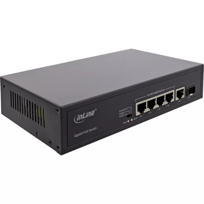 Haldamata kommutaator InLine PoE+ Gigabit võrgu kommutaator 5 porti 4x PoE+ 1xSFP 1 Gb/s lauaarvuti