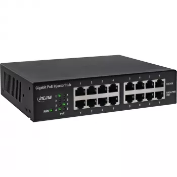 InLine PoE+ Gigabit võrgusisestusjaotur 8 porti (8x PoE+), 1Gb/s, 19 tolli 1U