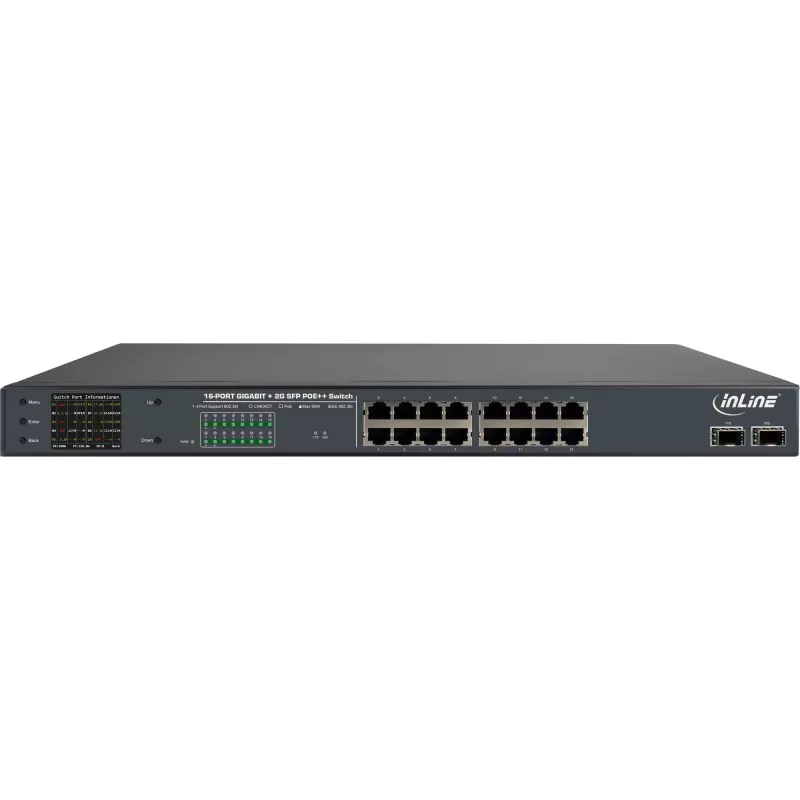 InLine PoE+ Gigabit võrgulüliti 24 porti, 1 Gb/s, 2xSFP, 19 inch 1U (sh kronsteinid)