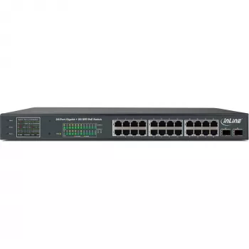 InLine PoE+ Gigabit võrgulüliti 24 porti, 1 Gb/s, 2xSFP, 19 inch 1U (sh. kronsteinid)