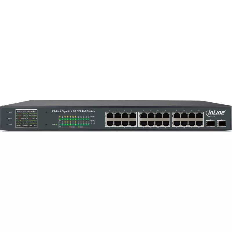 InLine PoE+ Gigabit võrgulüliti 24 porti, 1 Gb/s, 2xSFP, 19 inch 1U (sh. kronsteinid)