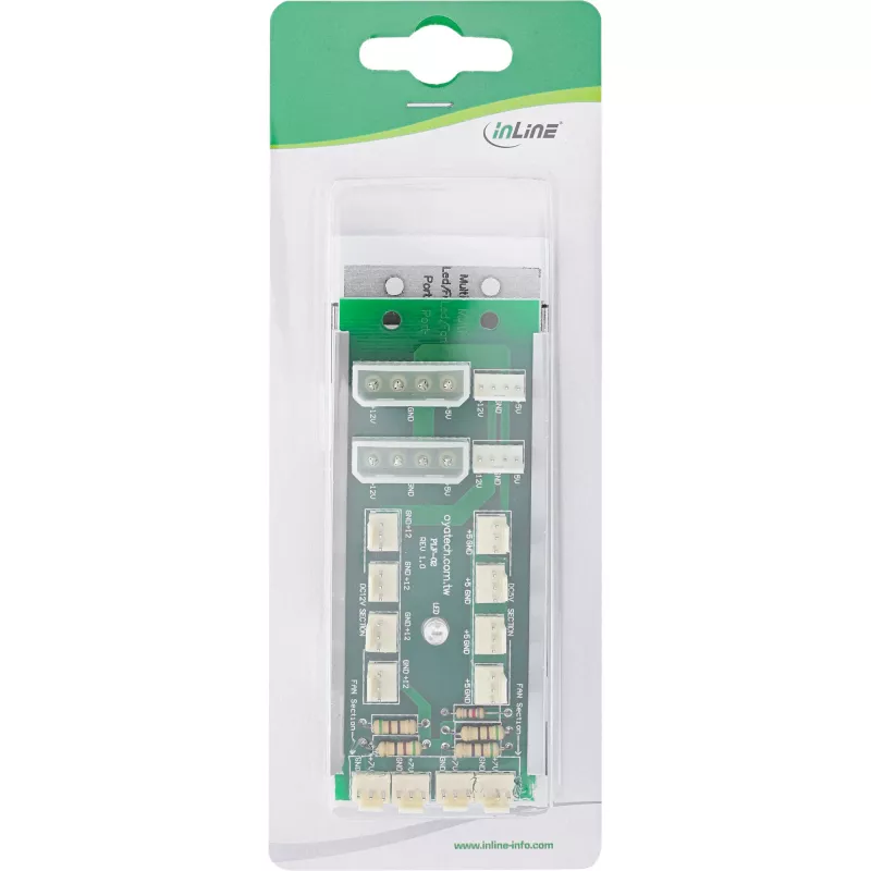 InLine Multi Port Panel 2x Molex 4 Pin to 12 x 3 Pin ventilaatori pistik 12 ventilaatorile