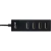 InLine USB 2.0 4-pordiline jaotur, Type-A-pistik 4x Type-A emasele, must, 30cm, õhuke