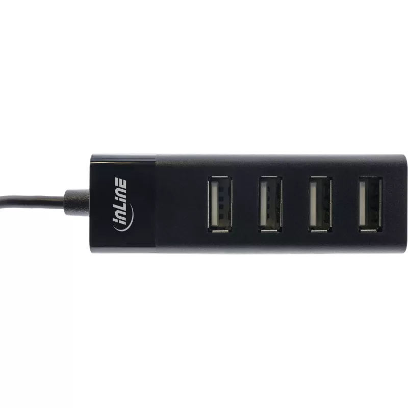 InLine USB 2.0 4-pordiline jaotur, Type-A-pistik 4x Type-A emasele, must, 30cm, õhuke