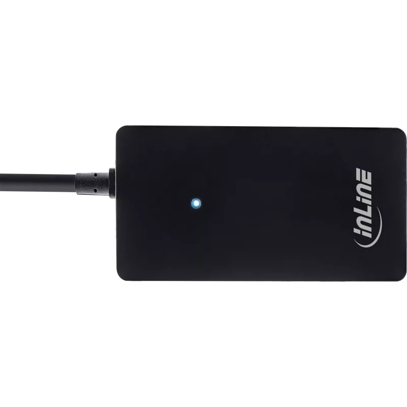 InLine USB 2.0 4-pordiline jaotur, A-tüüpi isane pistik 4x A-tüüpi emasesse pistikusse, must, 30 cm