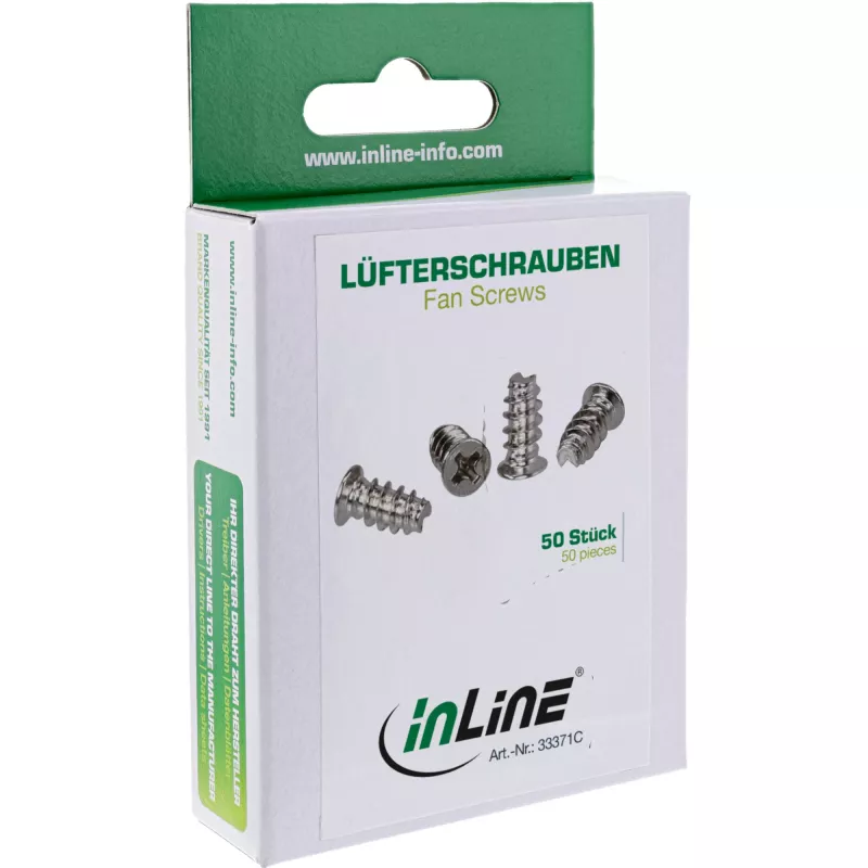 InLine-i ventilaatorikruvid 5,0x10,0 mm hõbedased 50 tk. InLine 33371C