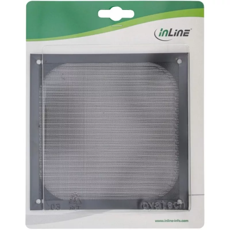 InLine ventilaatorivõre alumiiniumfilter, must, 140x140mm