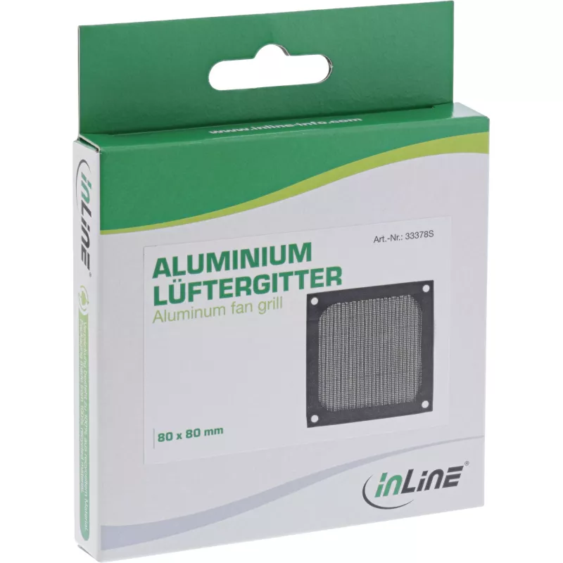 InLine ventilaatorivõre alumiiniumfilter, must, 92x92 mm