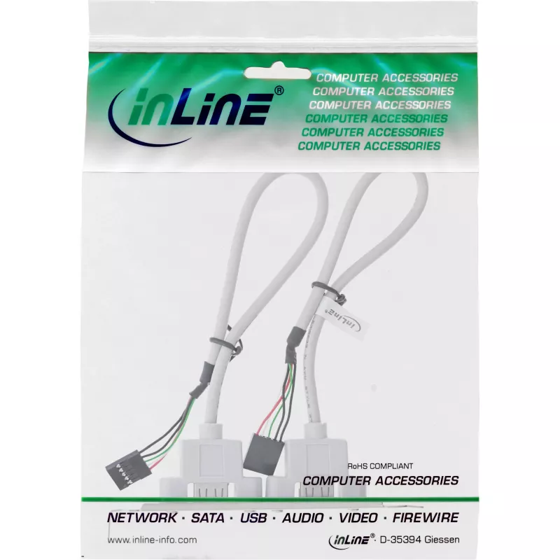 InLine Slot Bracket 2x USB 2.0 Type A-pesa kuni 2x 5 Pin sisemine päis 0,3 m