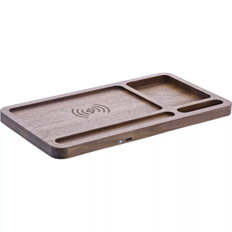 Korraldaja InLine WoodCharge Qi-laadimispinnaga USB-toiteallikas