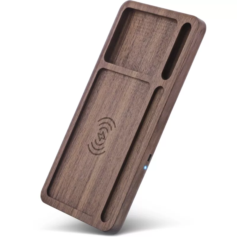 Korraldaja InLine WoodCharge Qi-laadimispinnaga USB-toiteallikas