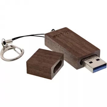 InLine USB 3.0 mälupulk, pähklipuust viimistlusega, võtmehoidjaga, 128 GB