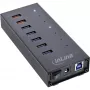 InLine USB 3.2 Gen.1 7-pordine jaotur, alumiiniumkorpusega, must, 2,5 A toiteplokiga