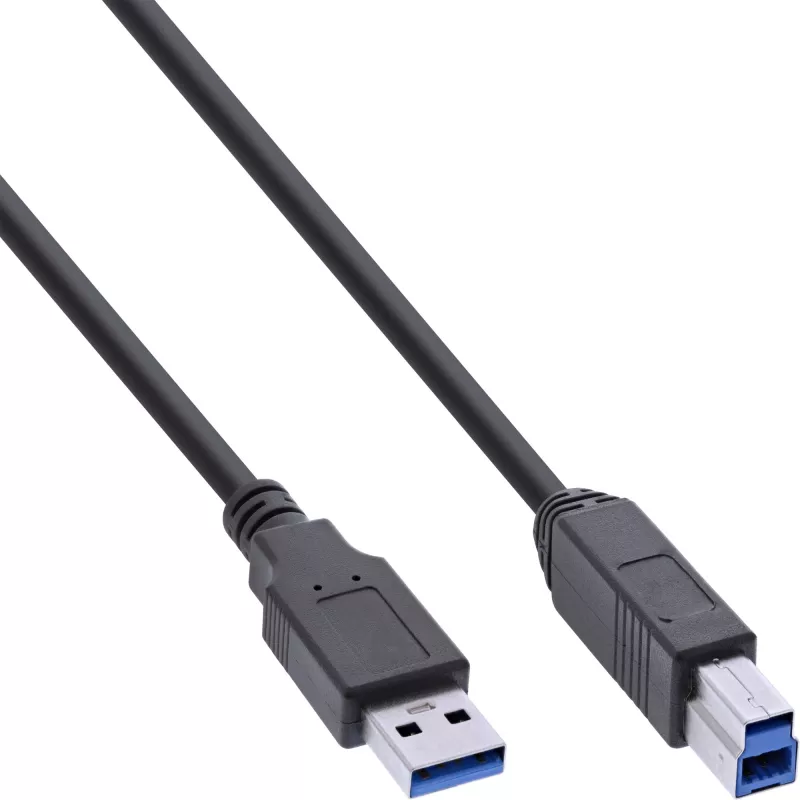 InLine USB 3.2 Gen.1 7-pordine jaotur, alumiiniumkorpusega, must, 2,5 A toiteplokiga