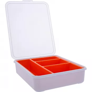 InLine väikeste osade karp, 4 vaheseina, 180x140x40mm, oranž