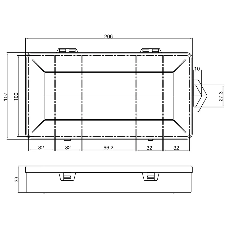 InLine Väikeste detailide karp, 5 sahtliga, 206x107x33mm, läbipaistev