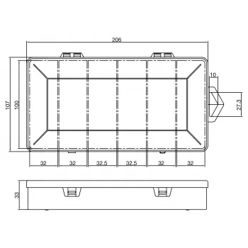 InLine väikeste komponentide karp, 6 vaheseina, 206x107x33mm, läbipaistev