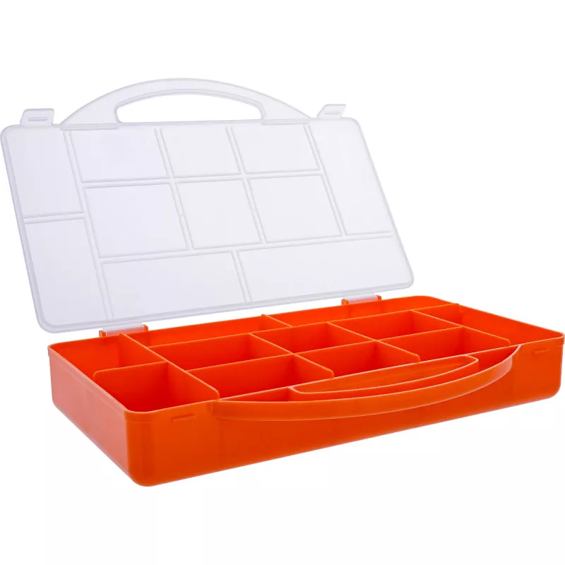 InLine Väikeosade kast, 11 lahtrit, 271x186x40mm, oranž