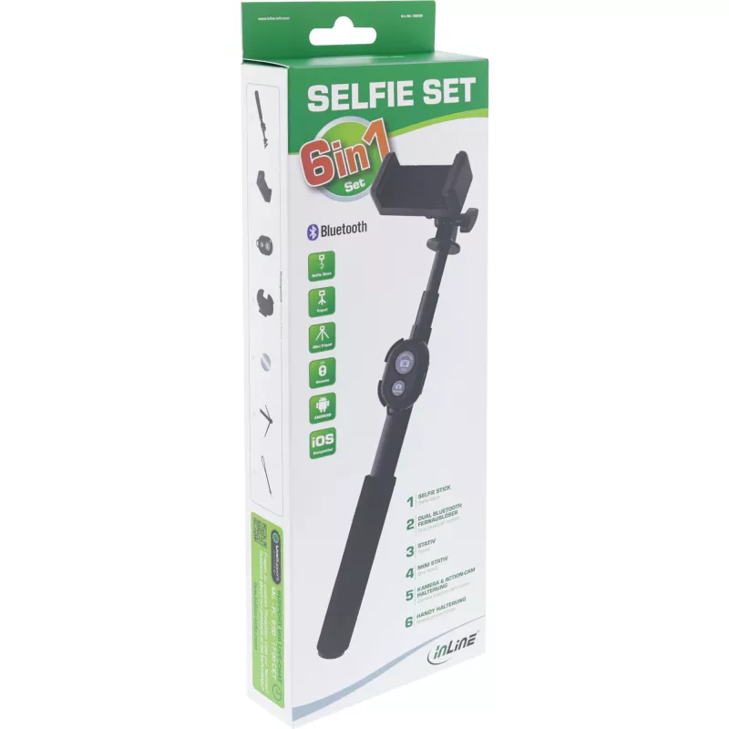InLine Selfie Stick 4 jalaga minialusega alumiiniumist must max 0,75 m