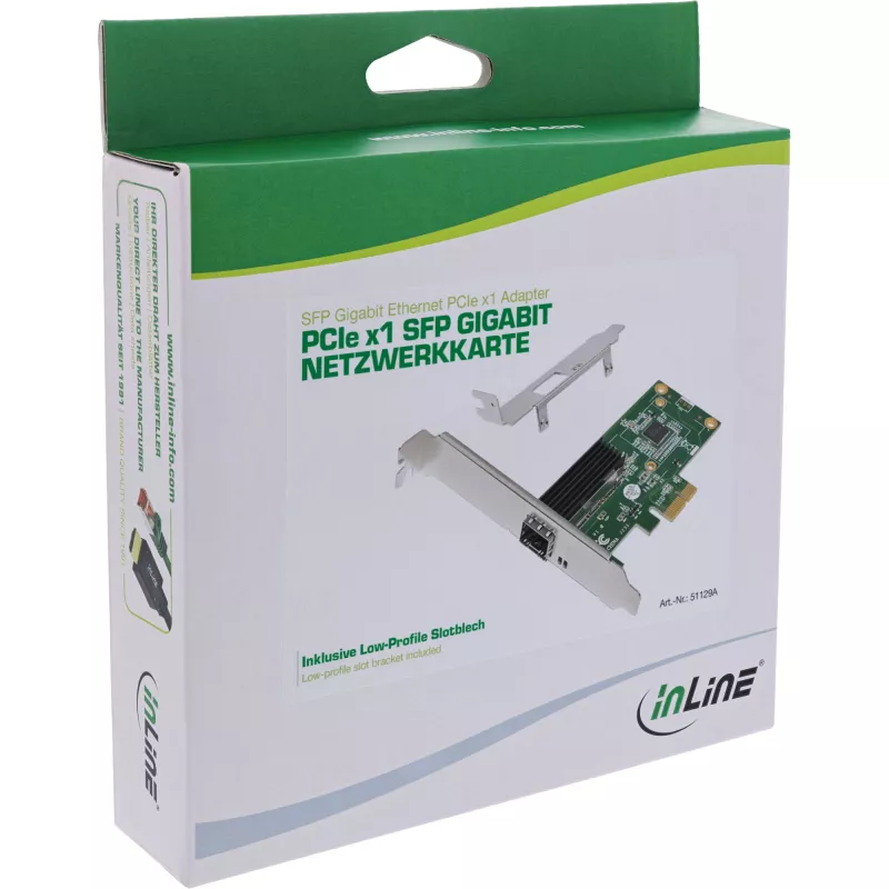 InLine Gigabit võrgukaart, 1x SFP, PCIe x1, sh madala profiili pesa kronstein