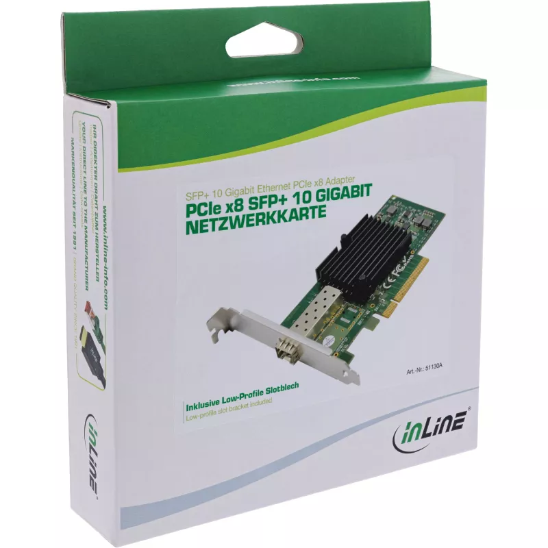 InLine 10 Gigabit võrgukaart, 1x SFP+, PCIe x8, sh madala profiiliga kronstein