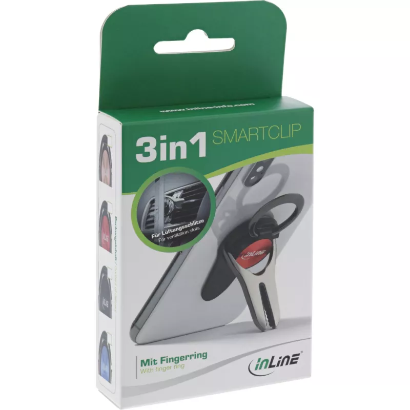 InLine nutitelefoni 3-in-1 autohoidik, alus, sõrmehoidik, punane