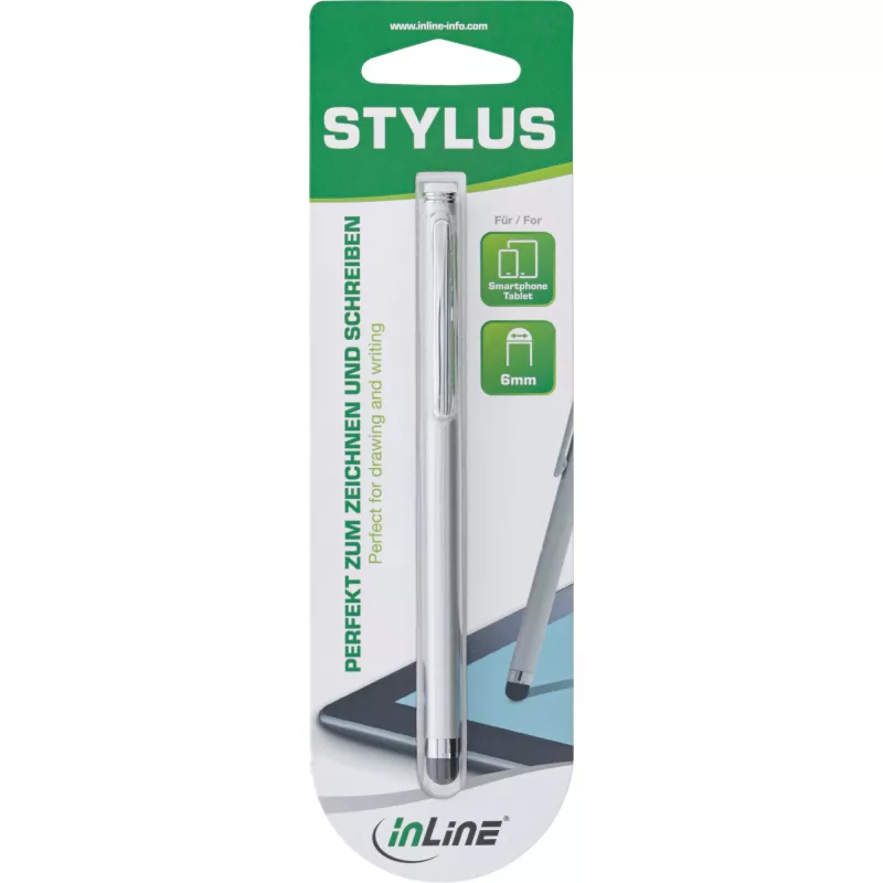 InLine Stylus, pliiats nutitelefoni ja tahvelarvuti puuteekraanidele, hõbedane