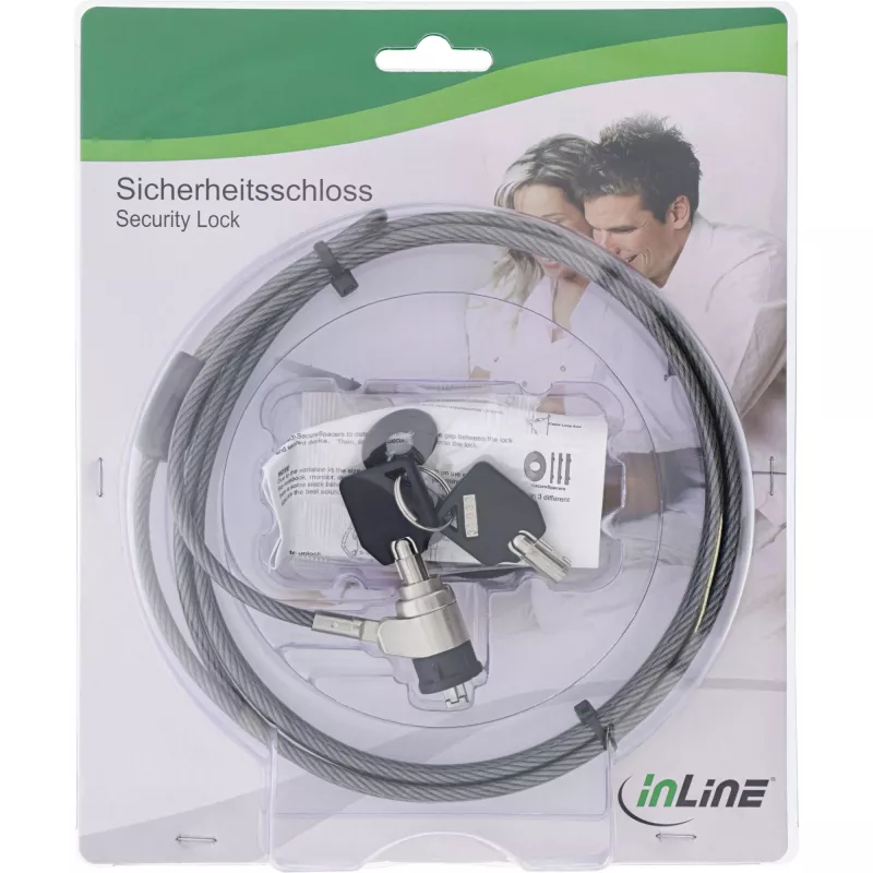 InLine sülearvuti turvalukk võtmega 4,4 mm x 2 m