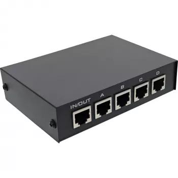 InLine RJ45 lüliti käsitsi 1 kuni 4 5x RJ45 pesa Fast Ethernet