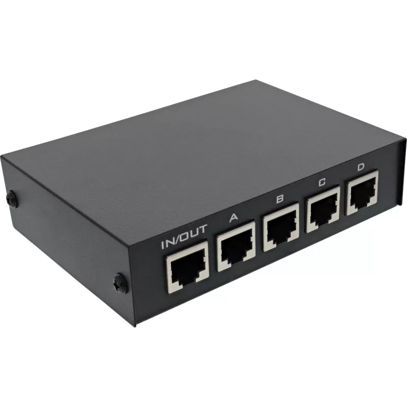 InLine RJ45 lüliti käsitsi 1 kuni 4 5x RJ45 pesa Fast Ethernet