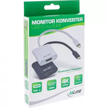 InLine USB-ekraani adapter, USB-C isane HDMI emasele (DP Alt Mode), 4K/60Hz