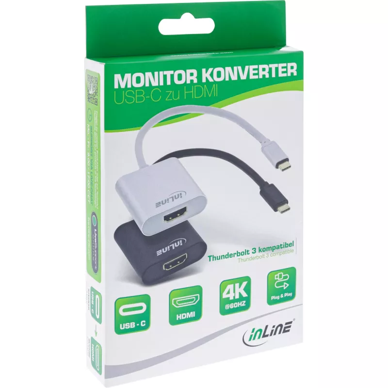 InLine USB-ekraani adapter, USB-C isane HDMI emasele (DP Alt Mode), 4K/60Hz