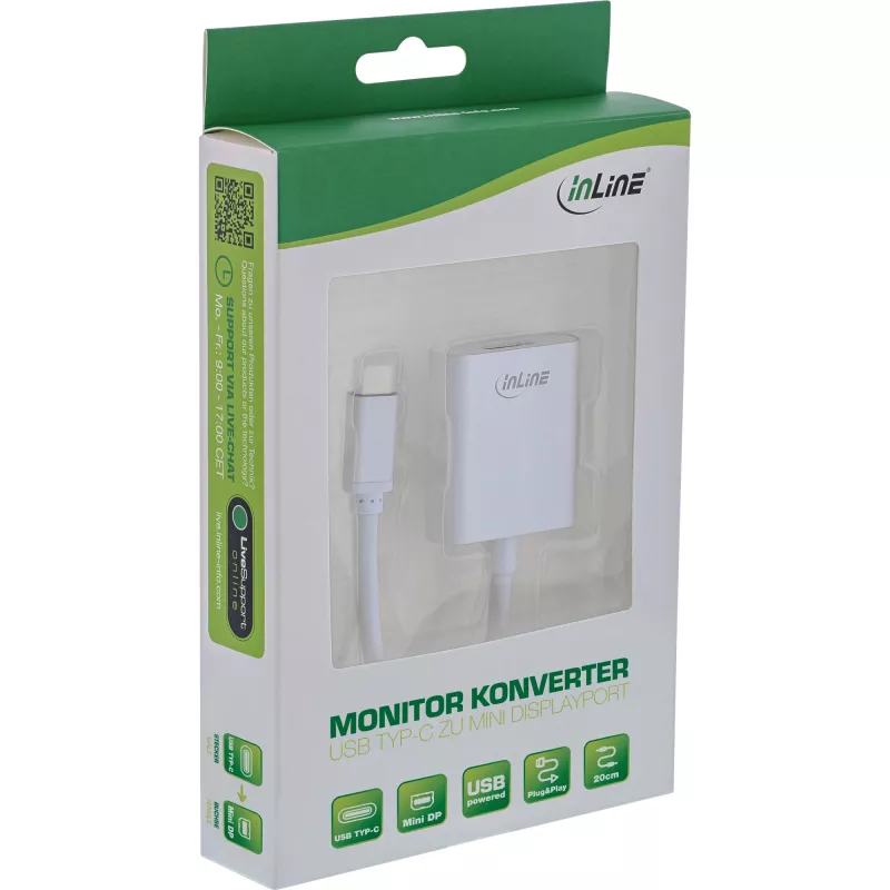 USB-ekraaniadapter InLine 64105S USB-C isane Mini DisplayPortile 4K 60Hz hõbedane