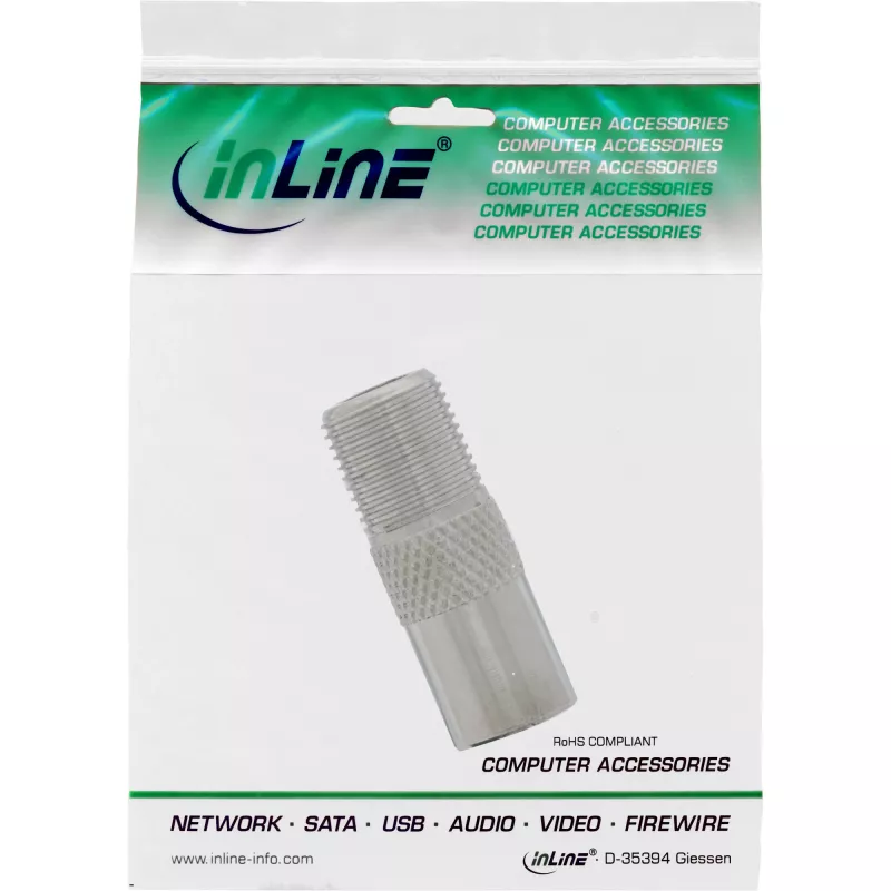 Koaksiaaladapter IEC isane antenn F-pistikuga emane InLine 69915D