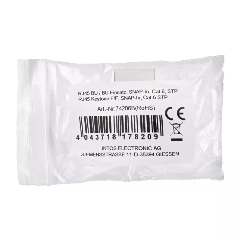 InLine RJ45 emane-emane SNAP-In moodul Cat.6 STP, must/hõbedane