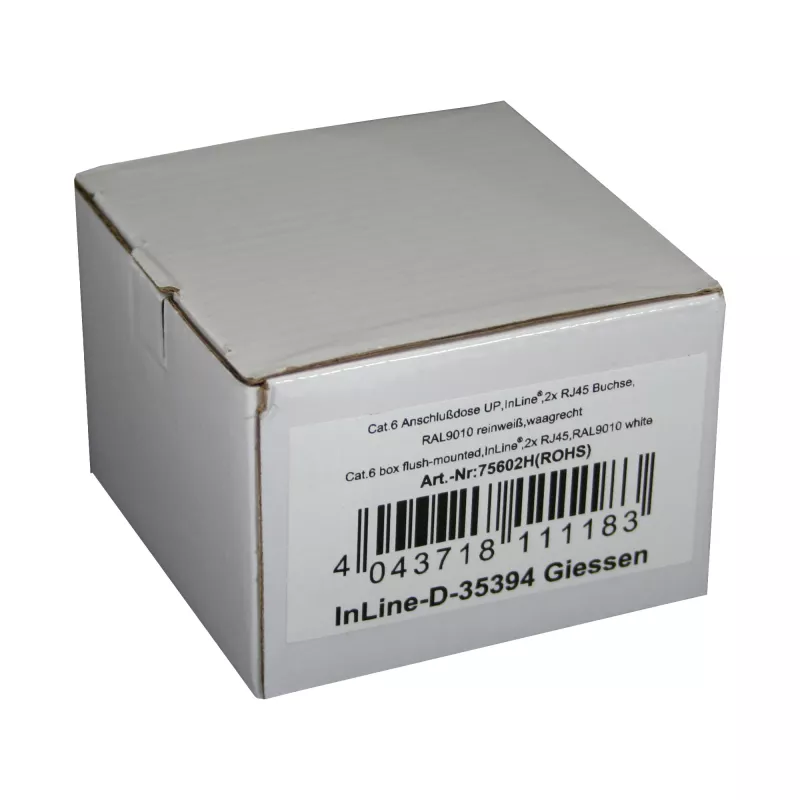InLine Cat.6 ühenduskarp 2x RJ45 emane, RAL9010 valge, horisontaalne