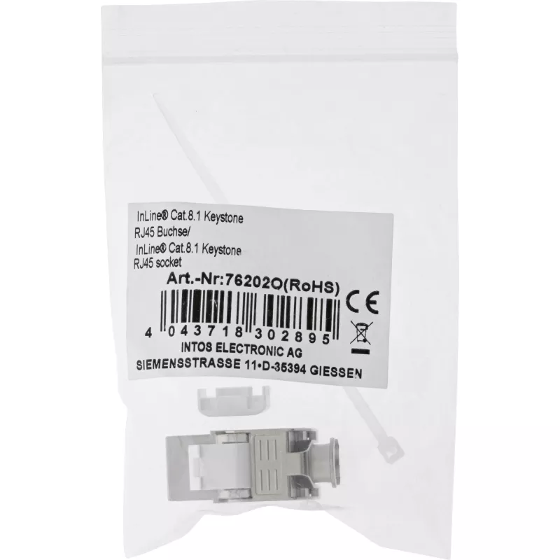 InLine RJ45 Keystone Jack Snap-In moodul Cat.8.1 lame metallist 1 tk