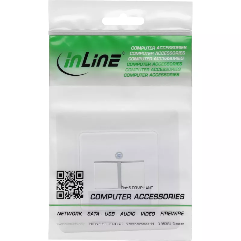 InLine raamikomplekt 2x RJ45 Keystone SNAP-In 90°, valge RAL9010
