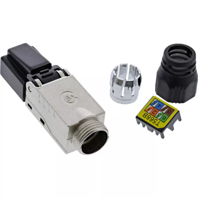 InLine RJ45 pistik Cat.6A 500MHz, paigaldatav, varjestatud, kruvikorgiga